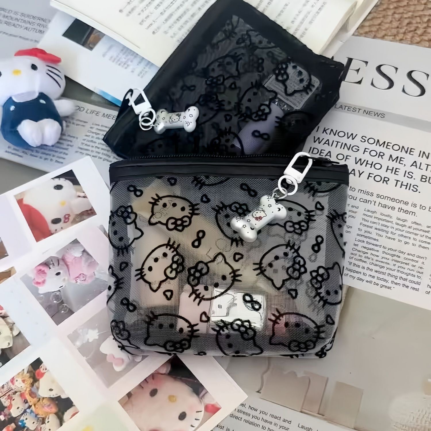 Beauty Makeup Fashion - Şeffaf Örgü Hello Kitty Bozuk Para