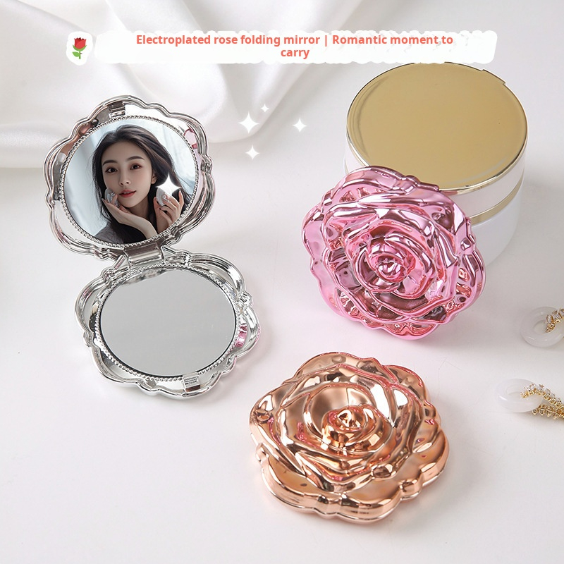 Beauty Flower Makeup - 1 adet taşınabilir Mini ayna Retro